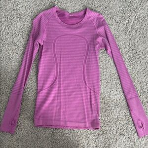 Lululemon Pink Striped Long Sleeve Top